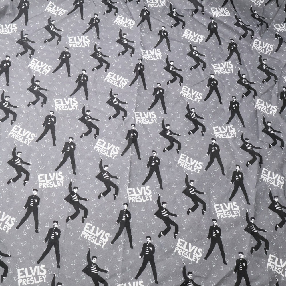Elvis Presley Rock and Roll Cotton Fabric Springs Creative Grey 41x35 Remnant *